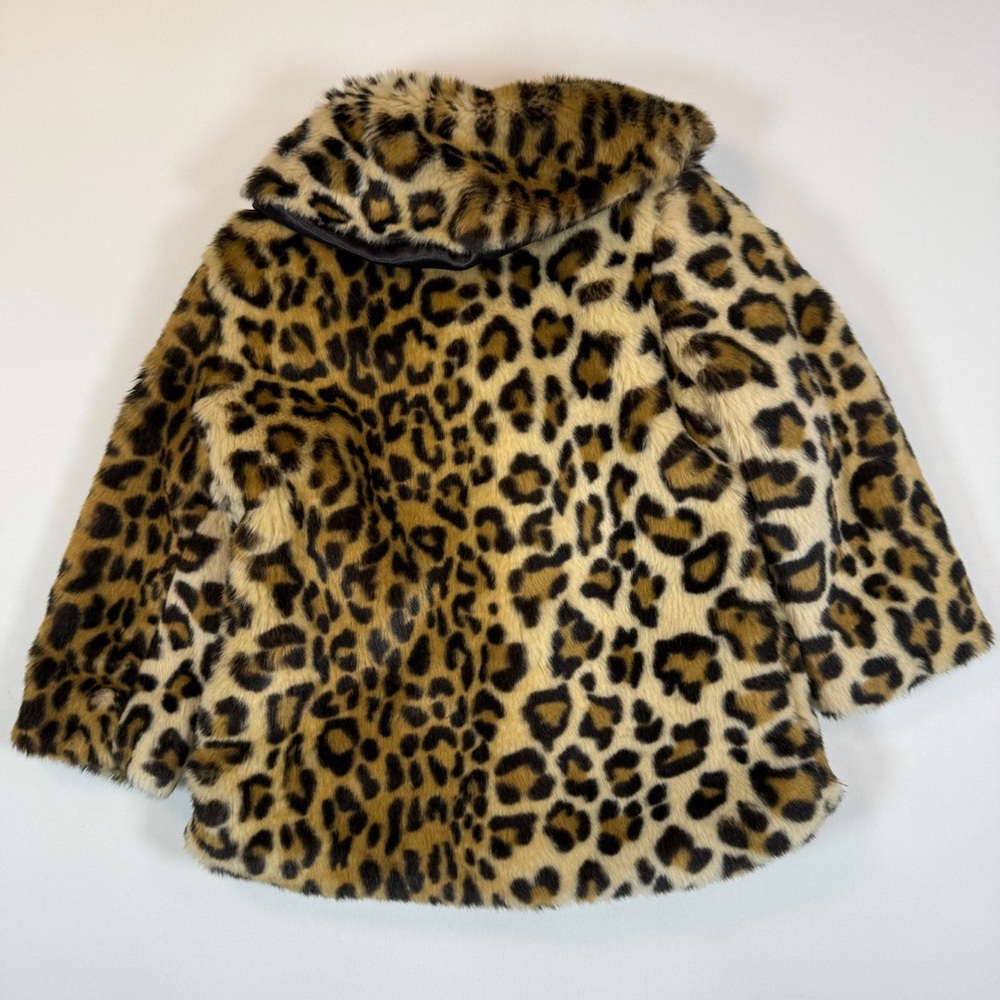 GUESS KIDS Toddler Girls’ Leopard Print Faux Fur Mafia Fashion Pea Coat Size 2T - Picture 2 of 8